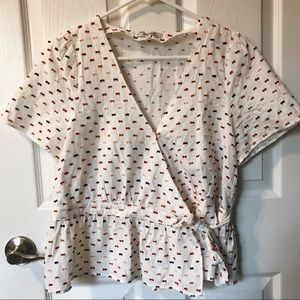 Madewell Ruffle-Hem Wrap Top in Clipdot - Medium